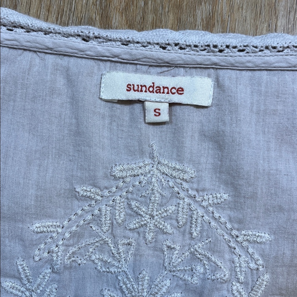 Sundance Ivory Lace Embroidery Tunic Blouse Shirt Long Sleeve 100% Cotton Size S - Picture 8 of 13